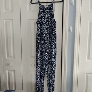 Sandiva Navy/White Jumpsuit Beach Coverup L